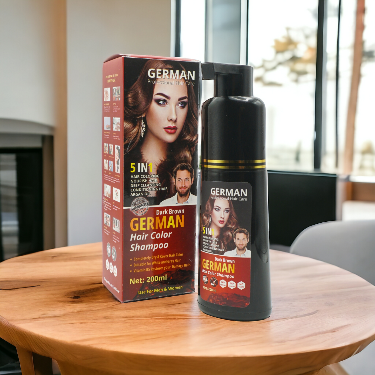 5-in-1 German Hair Color Shampoo with Keratin, Argan Oil, Vitamin B5